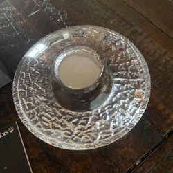 Orrefors Glass Discus Candle Tea light Holders New Condition