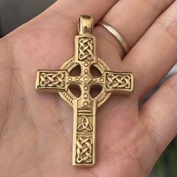 Irish Celtic Double side Triquetra Trinity Knot Cross Pendant Sale Men Women Jewelry（Pendant Only）