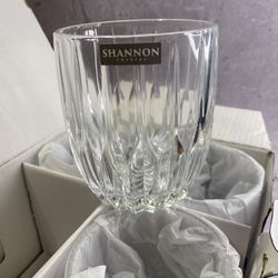 Set of (4) Beautiful Vintage SHANNON Crystal Double Old Fashioned Glasses. 