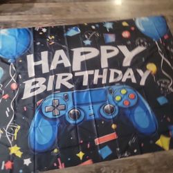 Game On Happy Birthday Back Drop 