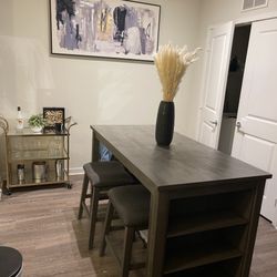Wooden Table With 4 Stools