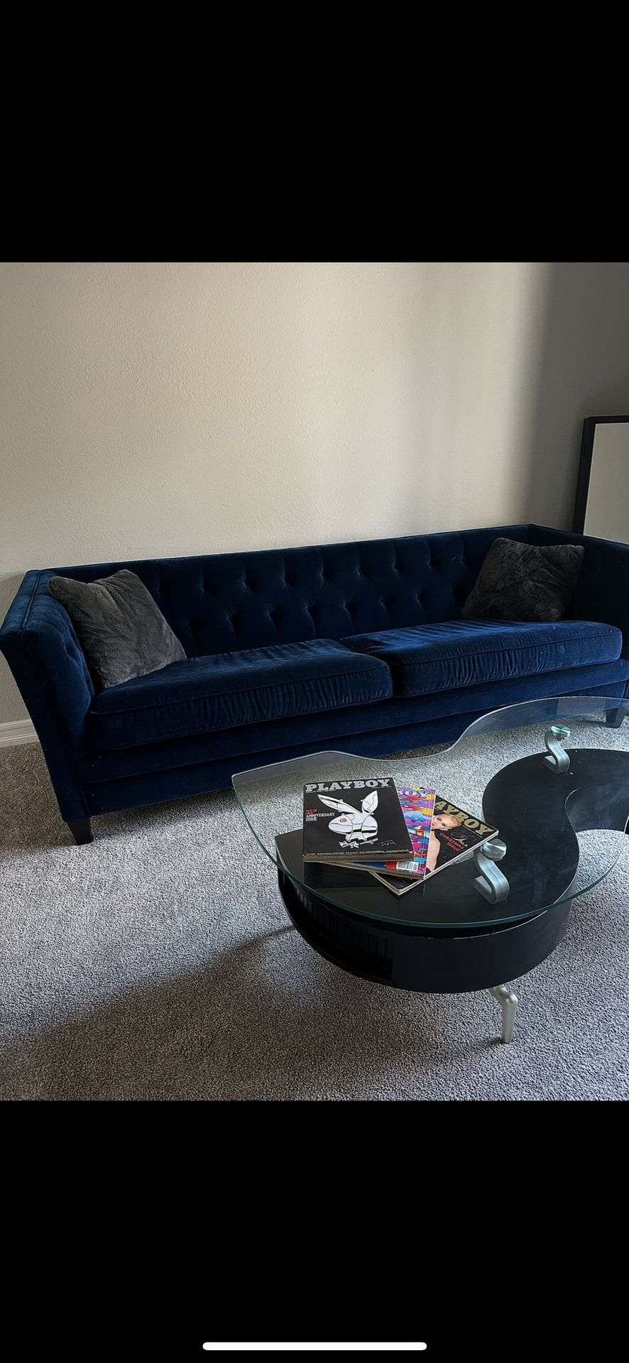 S Shaped Glass Top Coffee Table