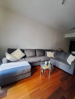 Grey sofa sectional U shape couch