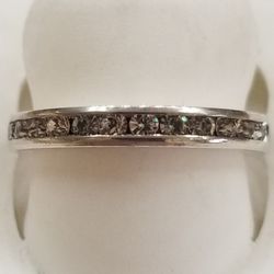 Sterling Silver and Cz Eternity Band 