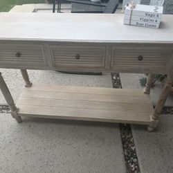 Attraction Design Console Table W/3 LOUVERED Accents Drawers 