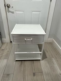 White Nightstand with Drawer and Shelves 20w x 20 L x 22H inches