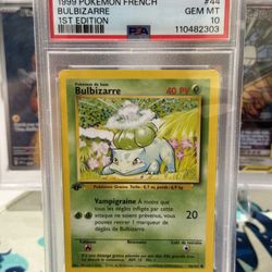 Pokemon PSA 10 Bulbasaur #44 1st Edition French Base Set