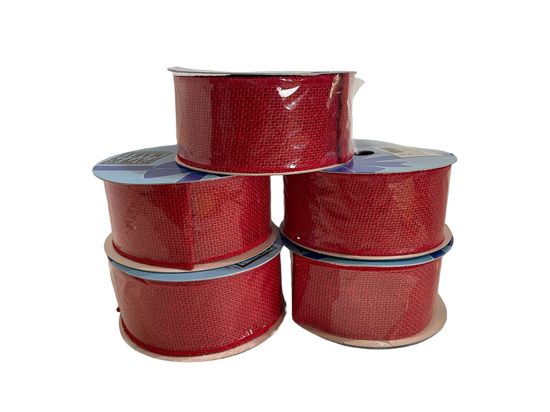 5 Spools Red Wired Burlap Ribbon NEW