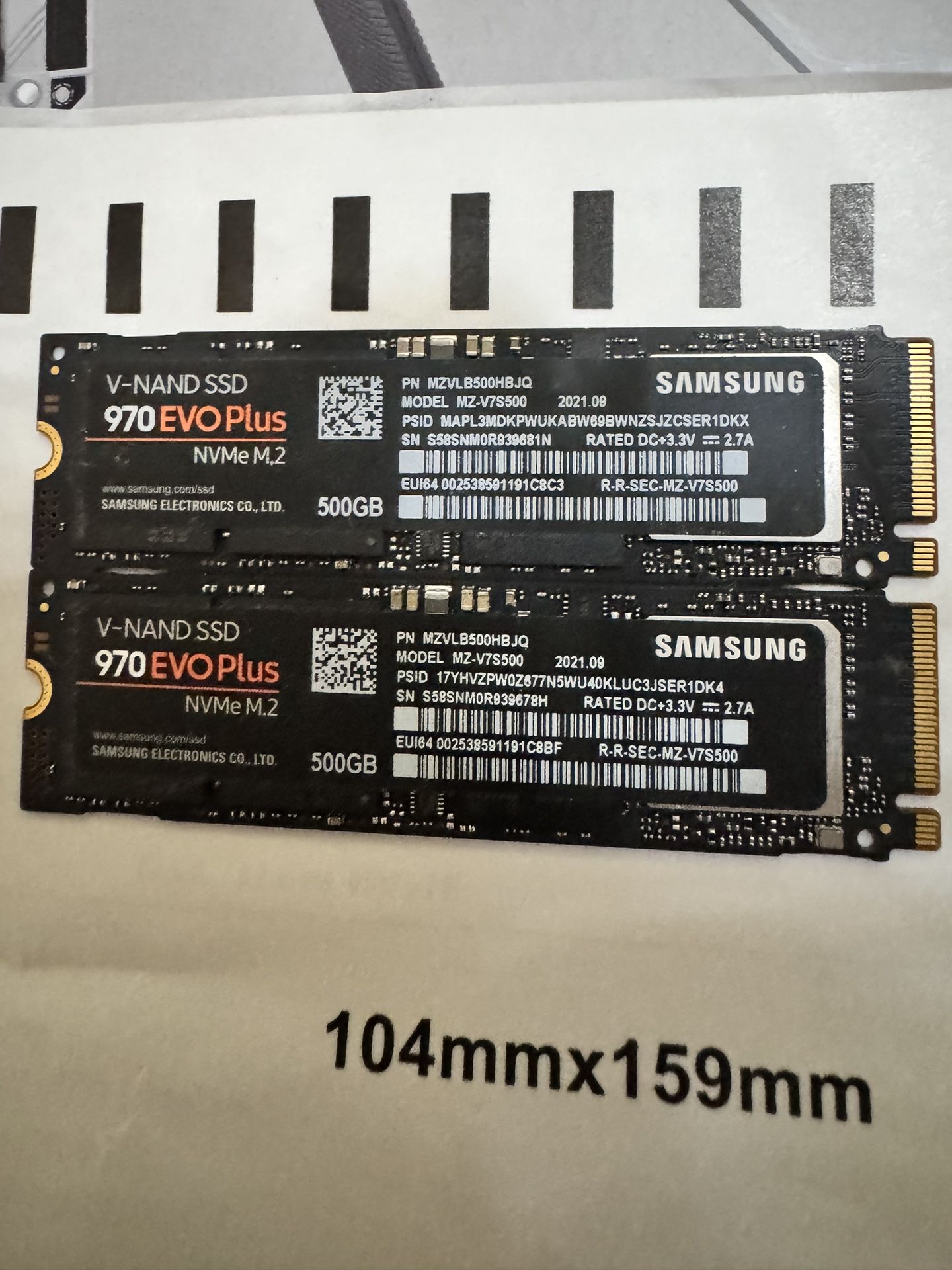 2x 500GB SSD. V NAND SSD Samsung 970 evo Plus