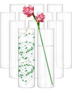 12 Pack Glass Cylinder Vases 12 Inch Tall Clear Flower Vase for Centerpieces, 