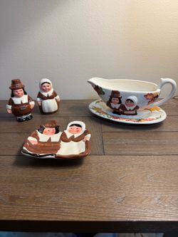 Thanksgiving Pilgrim Ceramic Tableware Set