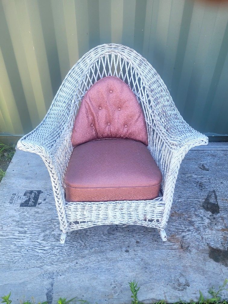 c.1920s Antique Bar Harbor wicker rocking chair by Ypsilanti Reed Furniture Company