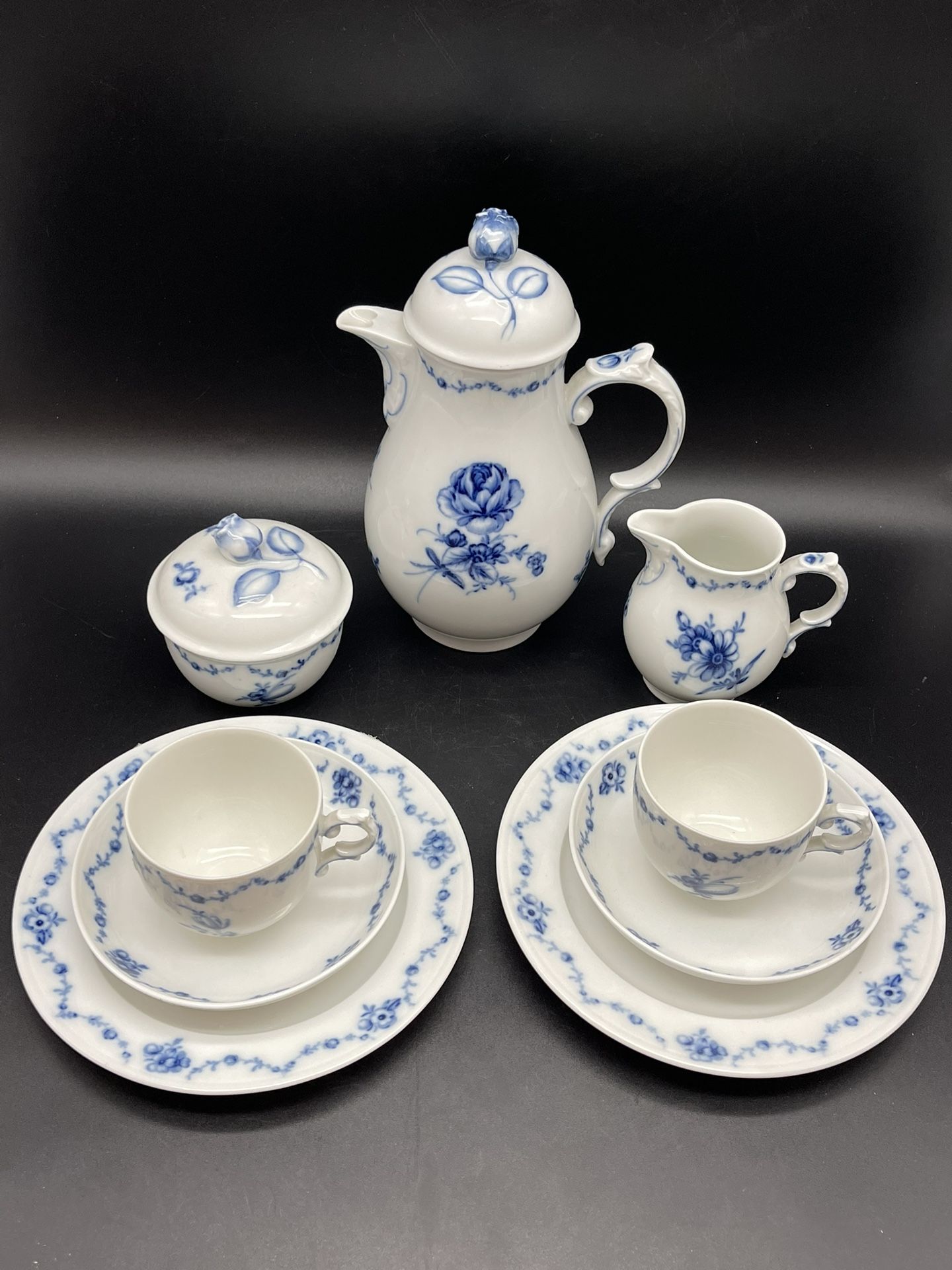 FURSTENBERG LOTTINE FLOW BLUE COFFEE POT SET