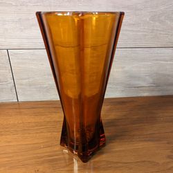 MCM Anchor Hocking Amber Glass Rocket Vase 