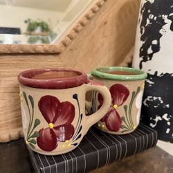 Hand painted Clay Mugs With Flowers