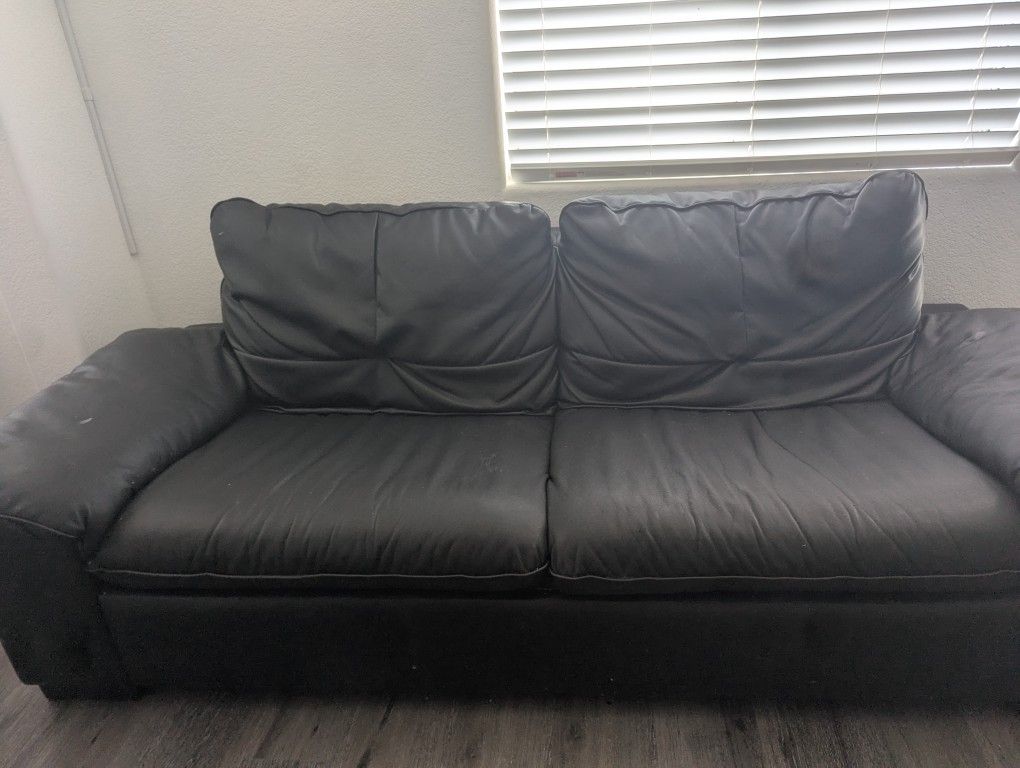 Black Leather 3 Seater Sofa