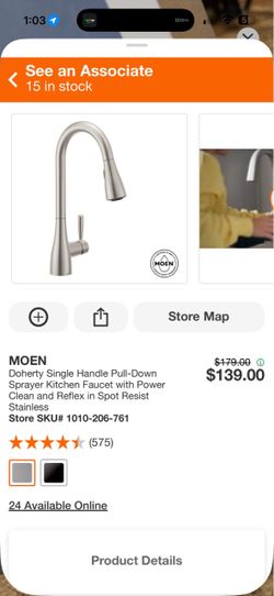 Moen Doherty Pull-Down Kitchen Faucet Spot Resist Stainless
