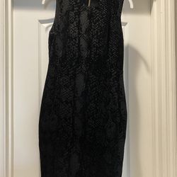 Calvin Klein black snake Skin Velvet Like Shift Dress