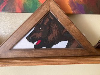American flag in wooden frame
