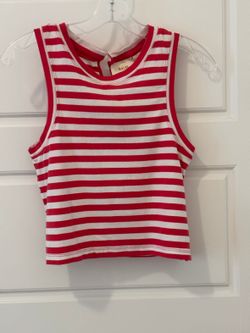 Maeve by Anthropologie Red White Striped Sleeveless Crop Top Size S