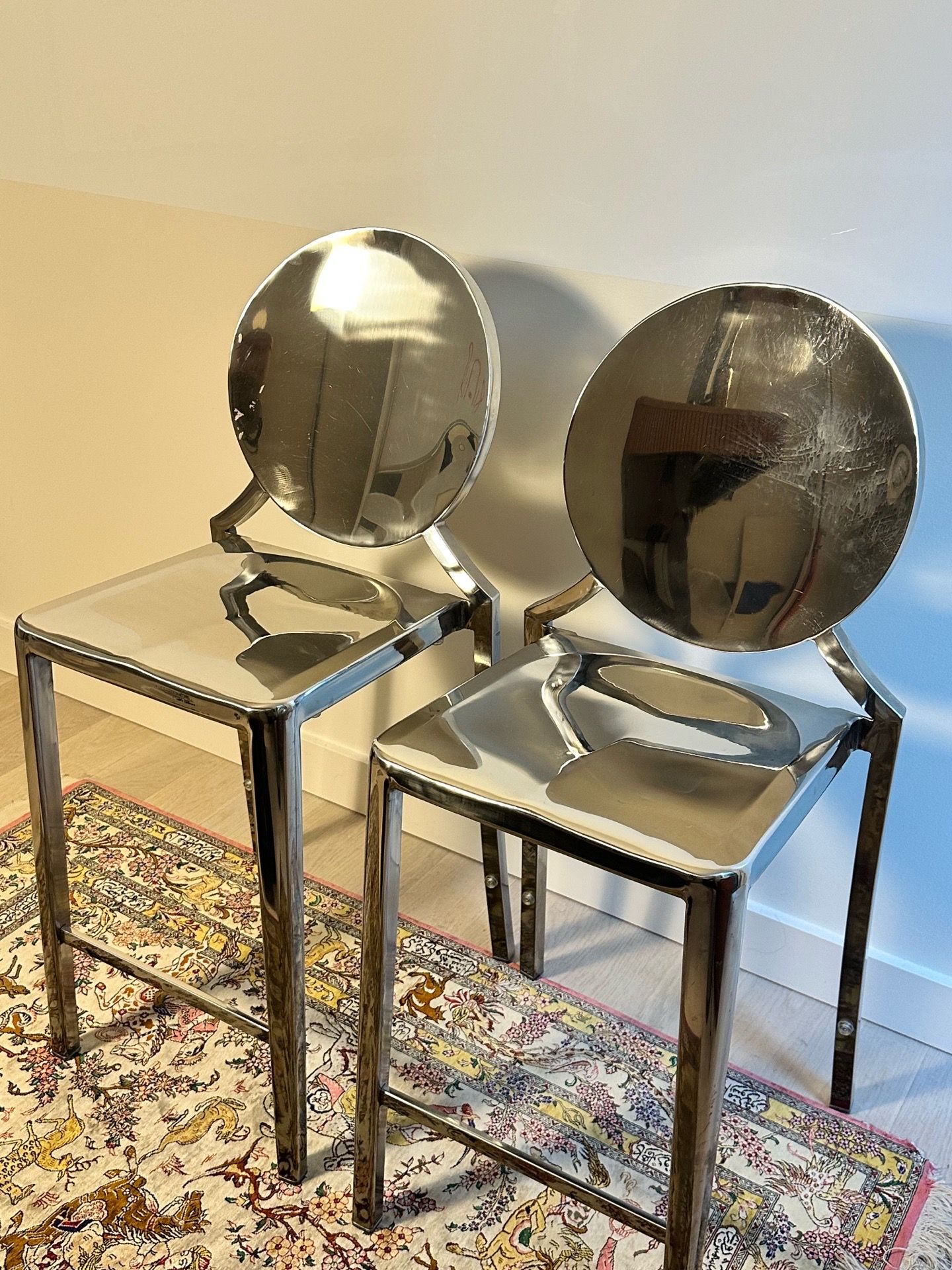 Two Metal Bar/Counter Stools (Set of 2) — $100 for Both