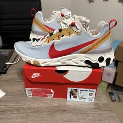 Size 12 - Nike React Element 55 Mens Platinum" Gold Desert Sand Red