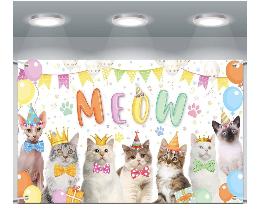 Cat Birthday Backdrop