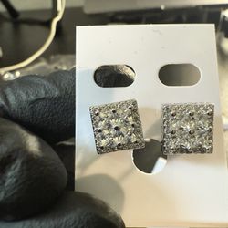 Silver Waffle Four Ice Men’s earrings 