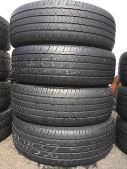 255/70/17 Bridgestone set of used tires in great condition 225$ for 4 . Installation balance and alignment available. Road force balance available.