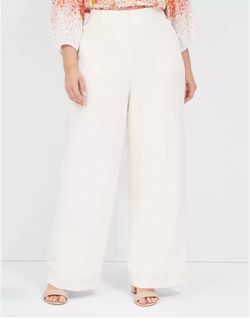 Lane Bryant size 20 Cream High-Waist Wide-Leg Trousers