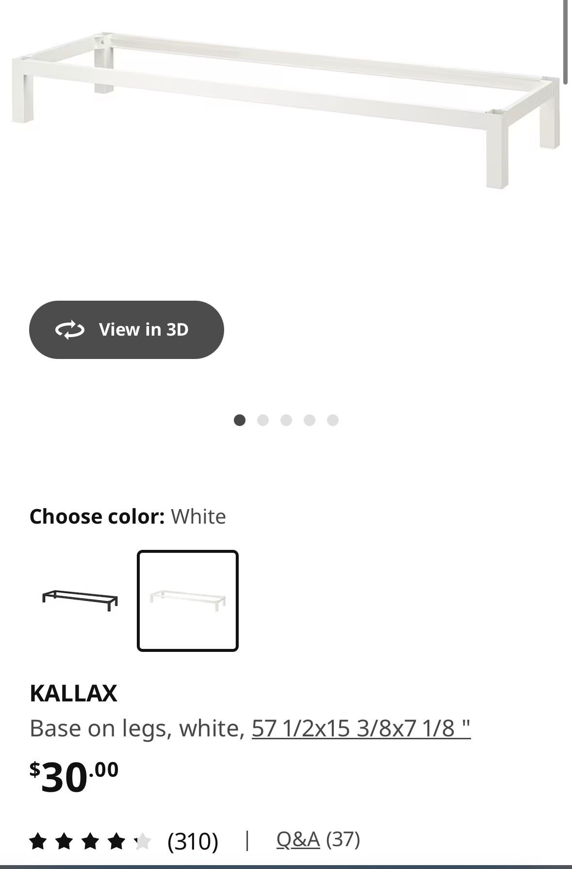 KALLAX Base Legs ONLY, White, 57 1/2x15 3/8x7 1/8 "