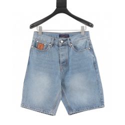 Embroidered pocket denim shorts L