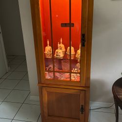 Wood Cabinet With Two Adjustable Glass Shelves