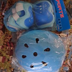 Knee pads and bike helmet