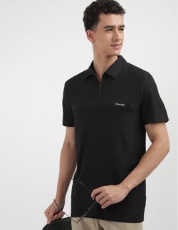 CALVIN KLEIN JEANS Ribbed Inset Zip Polo Shirt XL