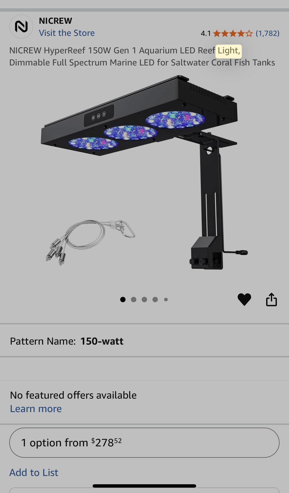 Nicrew 150w light with controller and bracket 