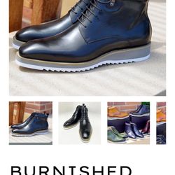 C&E Burnished Calfskin Lace Up Boot (black - Size 10)