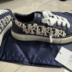 Dior B33 Sneaker Navy Blue Smooth Calfskin Oblique Raised Embroidery (Numbered)