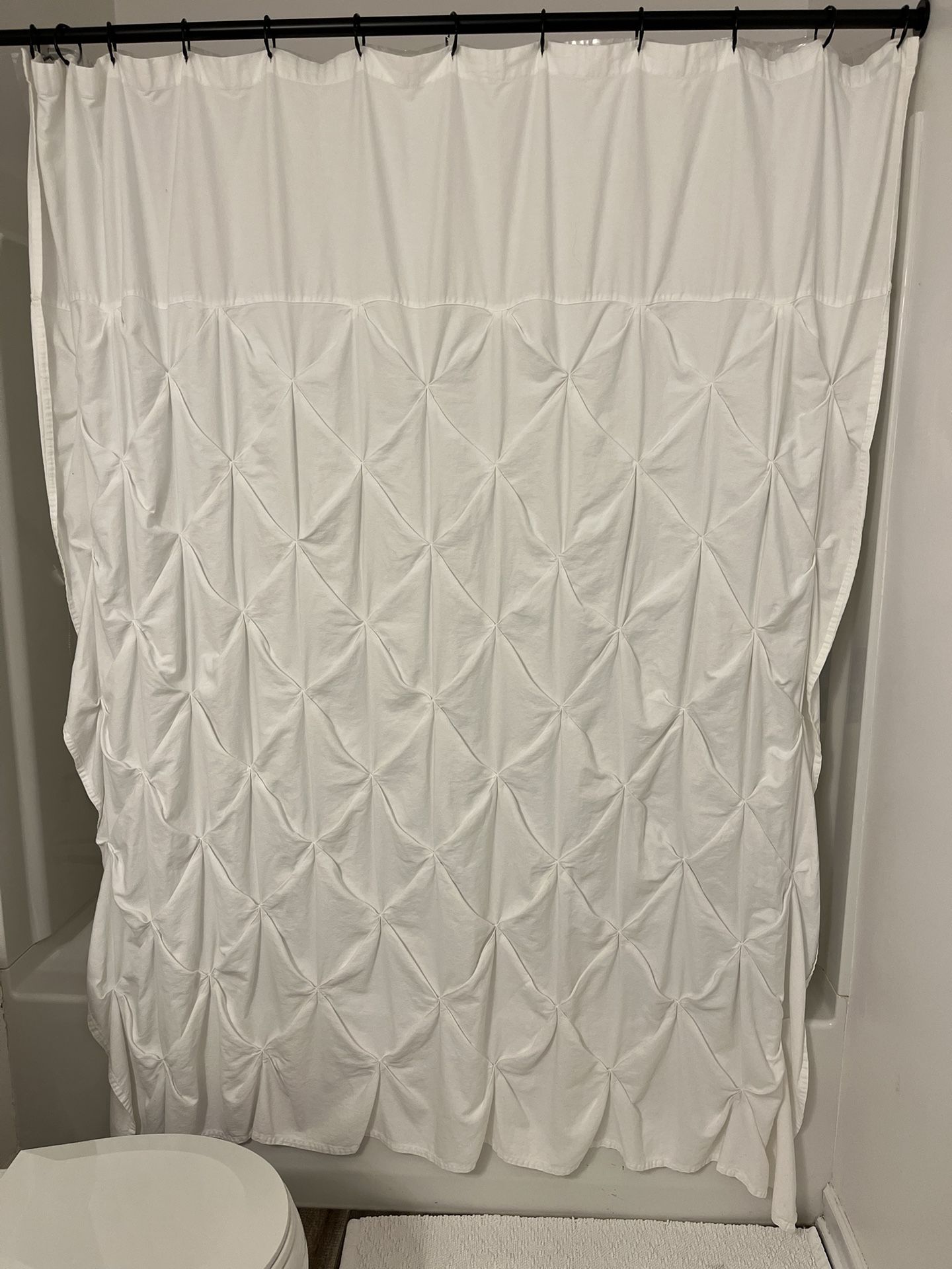 Shower Curtain With Black Hooks