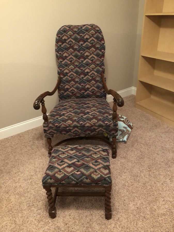 Antique Chair with ottoman