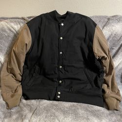 Zanerobe Men's Two Tone Button Bomber Jacket WST Black Brown Size XL 