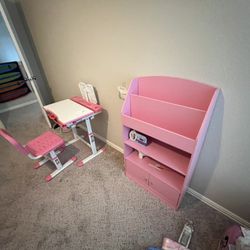 Kids Desk Chair And Book Shelve