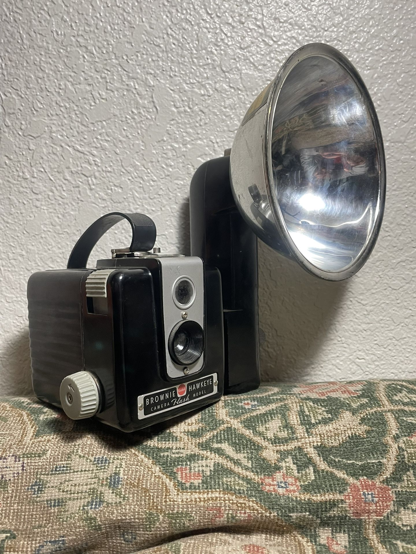Vintage Kodak Brownie Hawkeye Flash Camera with flash attachment