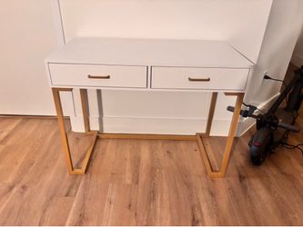 White and gold desk or entry table