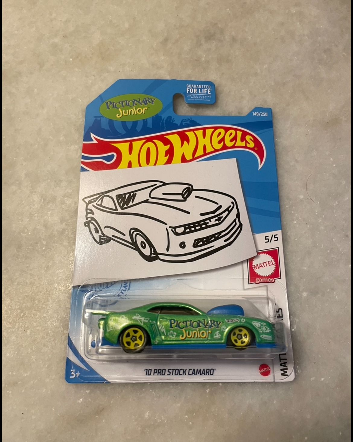 Hot Wheels Pictionary ‘10 Pro Stock Camaro Special Card