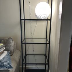 Black Metal and Glass Shelving Unit