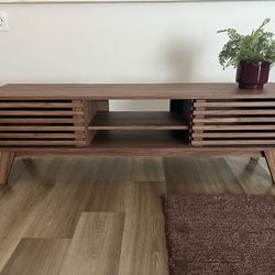 Mid Century Modern TV Stand - Walnut Finish