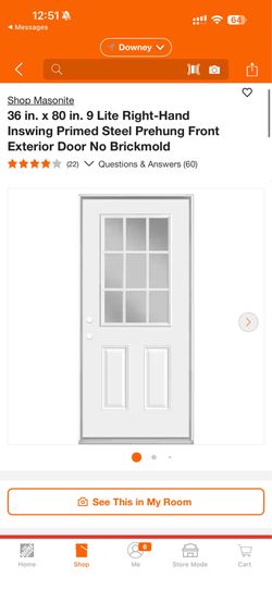 Masonite 36 in. x 80 in. 9 Lite Right-Hand Inswing Primed Steel Prehung Front Exterior Door No Brickmold