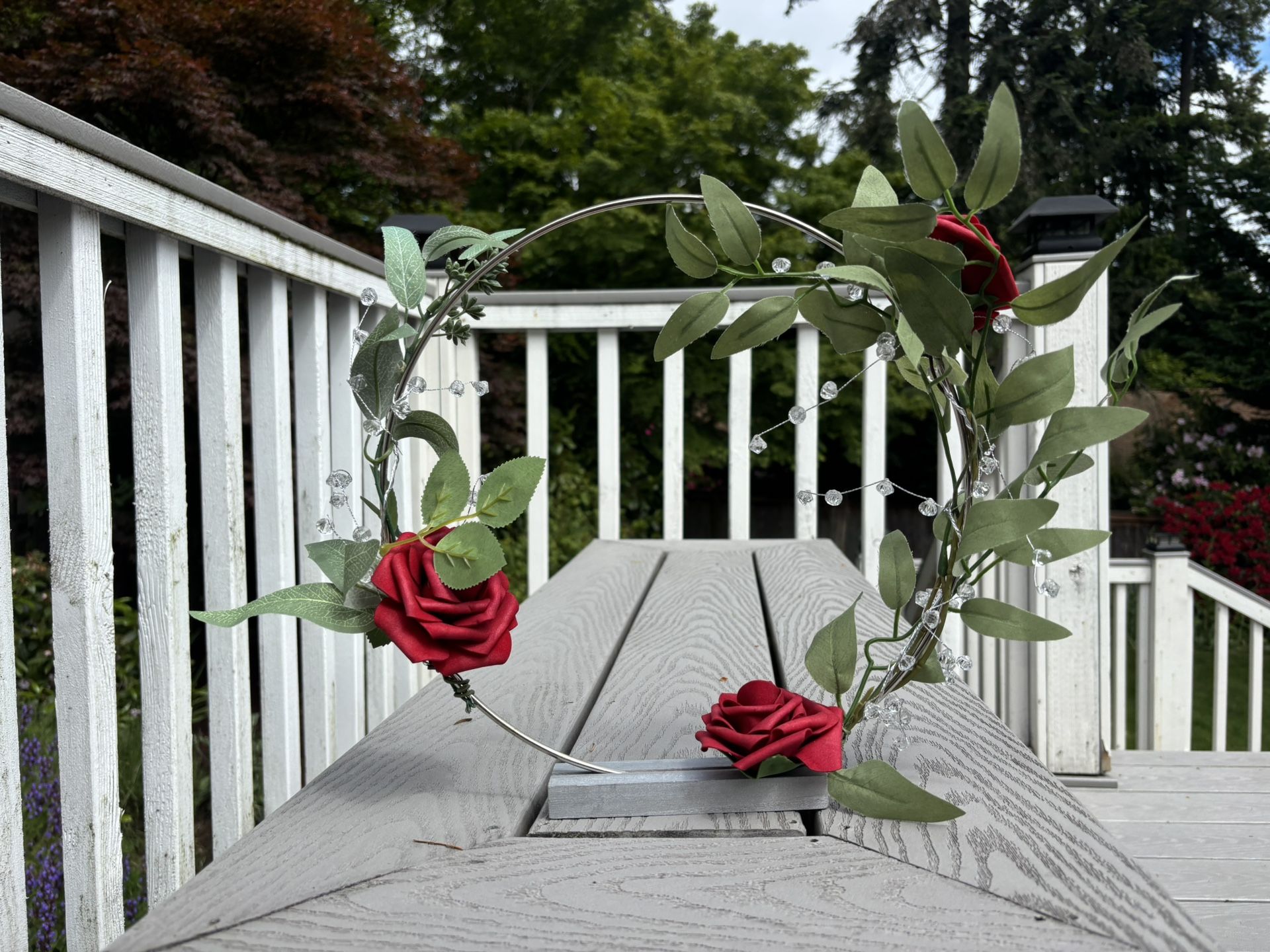 Silver circle hoop Rose Centerpieces (10)