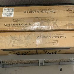 Folding card table and chairs, five piece set